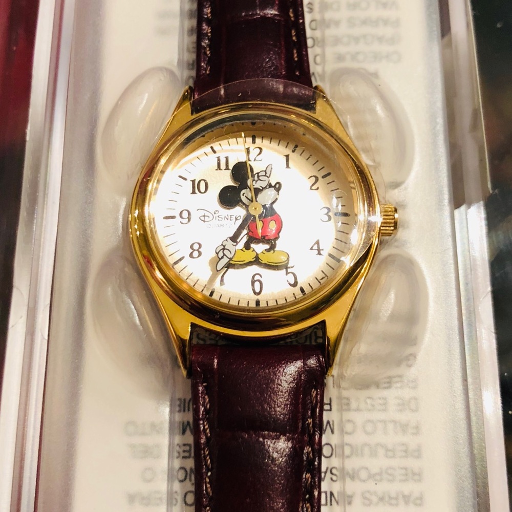 Disney Mickey Mouse Leather & Gold Watch